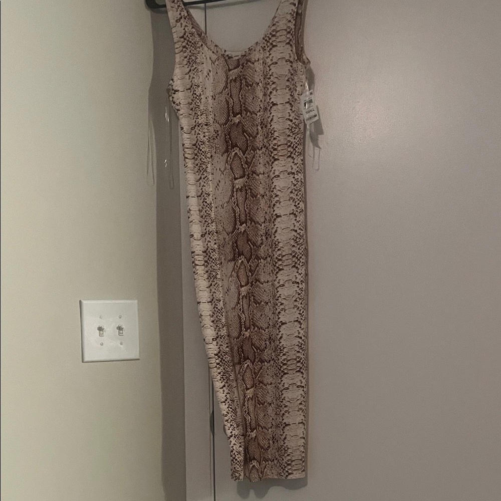 Bar III Snake Print Dress - Brown and Cream